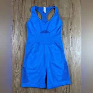 OFFLINE by Aerie Blue Seamless Workout Romper Shorts One Piece S/P